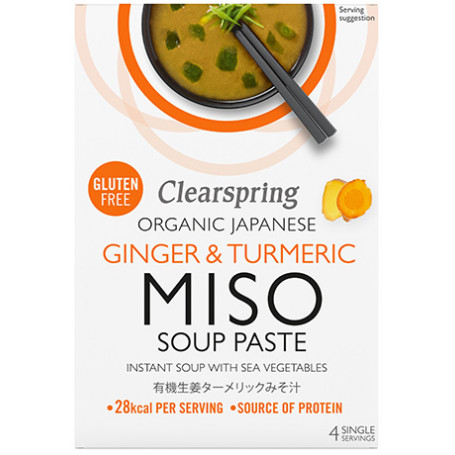 Suppebaser Clearspring Instant Miso Suppe Ingefær og Gurkemeje Økologisk GA00203