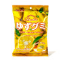 Kasugai Frutia Gummy Yuzu - Lækre, bløde japanske vingummier med ægte frugtjuice! Super aromatiske med smag af yuzu citrus frugt.