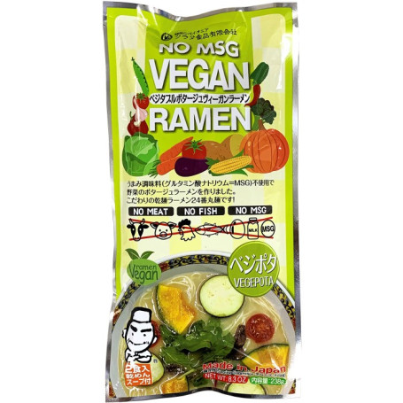 Kuruta Vegepota Vegan Instant Ramen 238g - Ramen pakket med smag, helt uden animalske ingredienser og uden smagsforstærker. Et skønt og velsmagende instant nudel måltid.