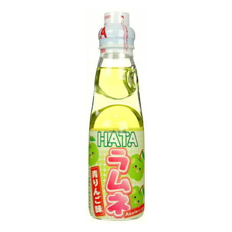 Hatakosen Ramune Grøn Æble Sodavand 200ml - Japansk sodavand i den klassiske Ramune flaske med glaskugle. Her i en variant med smag af grøn æble