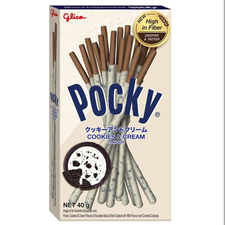 Pocky Cookies & Cream - Pocky Cookies &amp; Cream er lækre sprøde kiksestænger overtrukket med kakao- og mælkesmag