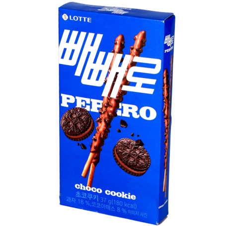 Lotte Pepero Choco Cookie 32g - Lotte Pepero Choco Cookie er koreanske sprøde kiksestænger med lækkert chokoladeovertræk med cookie crumble. En sand nydelse!