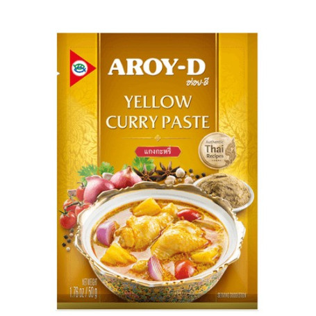 Aroy-D Yellow Curry Paste 50g - Fantastisk smagfuld og aromatisk gul karry pasta fra Aroy-D. Her får du fuld smæk på den autentiske thailandske smag af Yellow Curry.