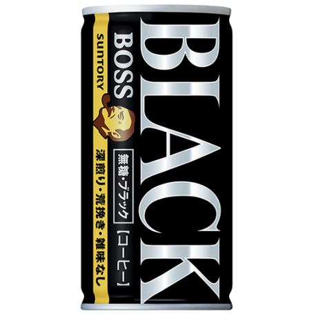 Boss Coffee BLACK Blend Japansk Kaffe 185ml - Lækker, mørkristet japansk kaffe fra Suntory - præcis som var den trukket i en af de ikoniske vending machines!