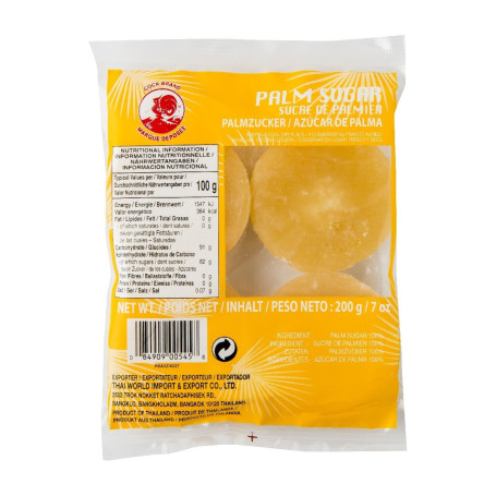 Thai Palm Sugar Seasoning - Palmesukker 200g - Uraffineret sirup fra thailandske palmer i krystalliseret form. Afgiver en karakteristisk, skøn karamelsmag, der giver dybde til dine asiatiske retter og saucer