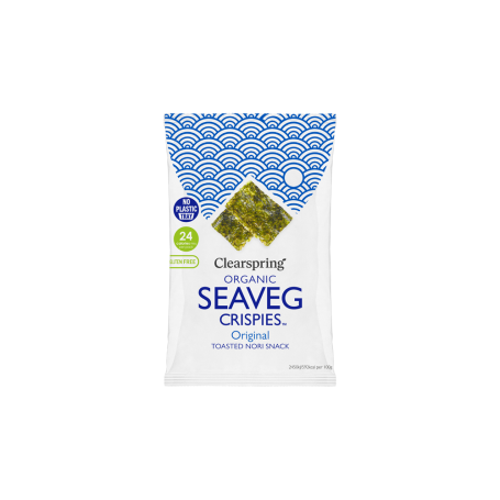 STOP MADSPILD (BEDST FØR 07/12/24) - Clearspring Seaveg Crispies Original - Økologiske Tang Chips - Tangchips med havsalt. Vegansk, glutenfri snack med højt fiberindhold.