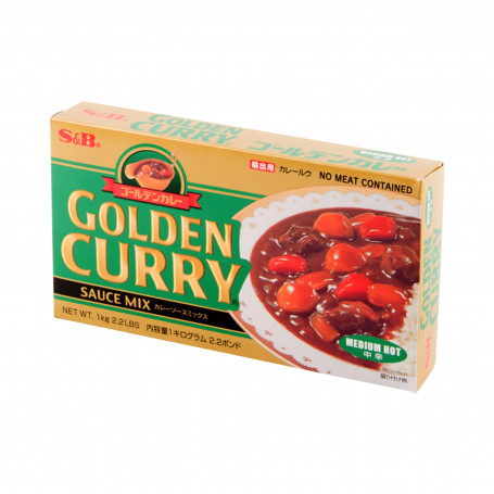 S&B Golden Curry Medium Hot 1kg - Japansk karryblanding - medium chili styrke. Bruges til de klassiske japanske karryretter.