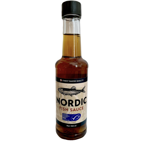 Nordic Fish Sauce 150ml - Dansk Premium Fiskesauce - Fremragende, naturligt fermenteret fiskesauce fra Thyborøn fremstillet på intet andet end dansk vinterbrisling og salt - ideel til at skabe umami i dine retter!