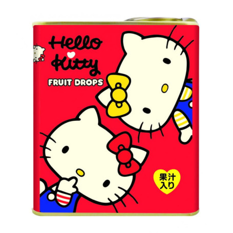 Sakuma Seika Drops Retro Candy - Hello Kitty - Japanske bolsjer med frugtsmage i en flot retro dåse med motiver af den søde Hello Kitty. Den originale røde udgave kendes også fra filmen Hotaru no Haka.
