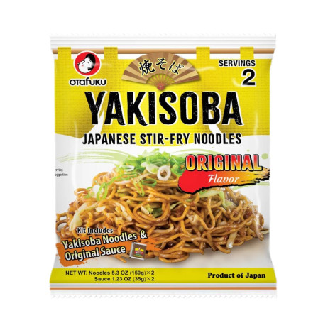 Otafuku Original Yakisoba Alt-i-én 2-pakke - Med Otafukus klassiske Yakisoba sauce og medfølgende nudler kan du på ingen tid røre et lækkert måltid sammen! 