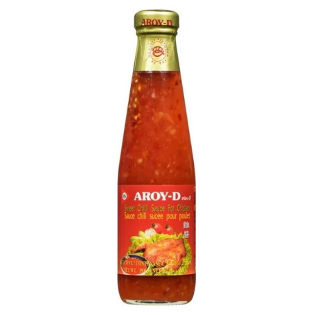 Aroy-D Sweet Chili Chicken Sauce 350g - En sød og let spicy kyllingesauce, der egner sig til alle former for tilberedt kylling, forårsruller, dymplings, mock chicken - eller sågar - chicken nuggets!