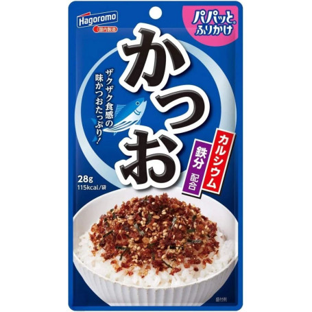 Hagoromo Papatto Bonito Furikake 28g - Japansk sesam og bonito furikake krydderiblanding fra Hagoromo, der bruges til topping af bl.a. ris eller i Onigiri risboller.