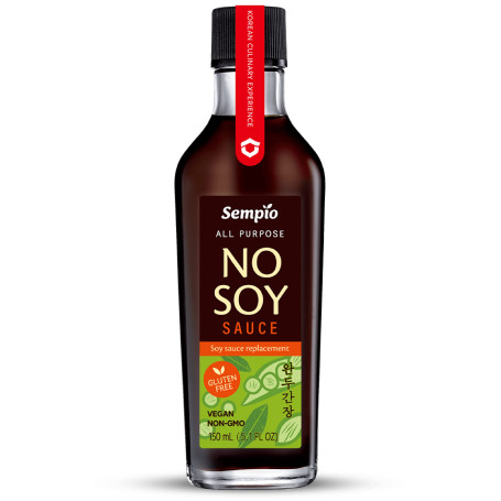 Sempio NO SOY Sauce 150ml - Glutenfri og Sojafri Sauce - NO SOY Sauce er et koreansk, glutenfrit alternativ til 'sojasauce' - helt uden soja! Umami-smagen kommer i stedet fra langtidsfermenterede ærter :)