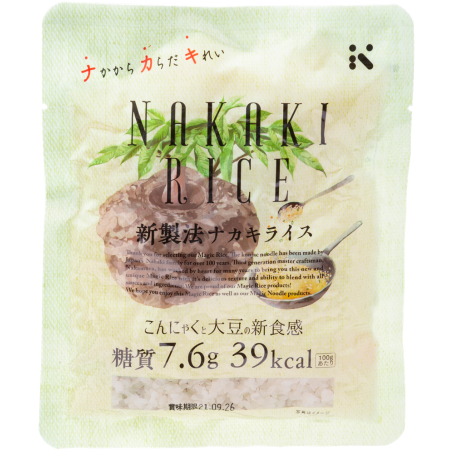 Nakaki Magic Konjac Rice 180g - Kaloriefattige 'ris' fremstillet på konjakrod og sojabønner. De er geniale i den forstand, at de fås vauumpakket uden lage og faktisk har form som ris - magic!