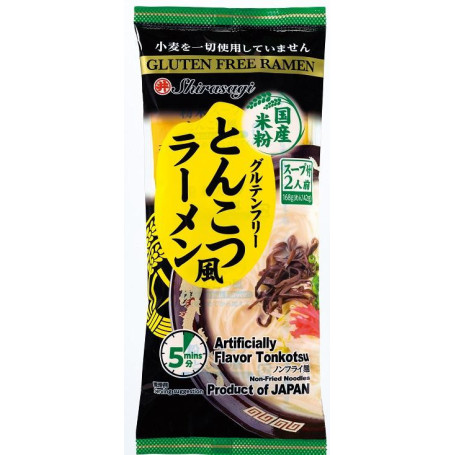 STOP MADSPILD (BEDST FØR 26/12/24) - Shirasagi Tonkotsu Ramen Glutenfri Instant Nudler - 2 portioner slubreværdige, japanske risnudler med klassisk 'Tonkotsu' smag - helt og aldeles glutenfri! Klar på 5 minutter - bekvemt, hurtigt og velsmagende!