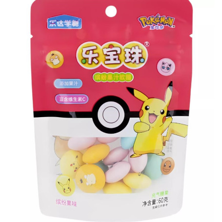 Leda Pokémon Fruit Candy - Sukkerpastil Mix 60g - Kawaii Pokémon sukkerpastiller med lækre frugtsmage og et knasende ydre. Temaet for denne pose er bl.a. Pikachu, Psyduck, Jigglypuff og Charmander! ＼(≧▽≦)／