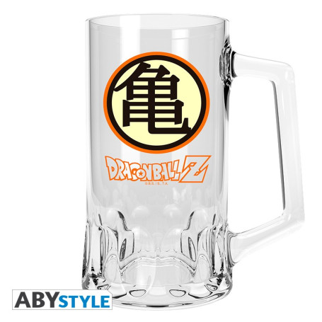 ABYstyle Anime Øl Glas 500ml m/Håndtag - Dragon Ball Z - Krus til øl og andet mundgodt med logo og Kame-symbol fra Dragon Ball!Perfekt til en hjemme-izakaya aften eller til en fan, du har kær ( o˘◡˘o)┌iii┐