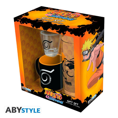 ABYstyle Anime Kop & Glas 3 stk. Gavesæt - Naruto Shippuden - Dekorativt drikkesæt af kop og glas med symboler fra Naruto universet! Den medfølgende æske gør det til en perfekt gave for den fan, du har kær ~(o´▽`o)