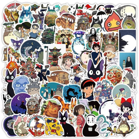 Studio Ghibli Sticker Pack 2 - 100 Vinyl Klistermærker - Stickerpack med 100 stk. højkvalitets dekorationsklistermærker til udsmykning og dekoration - alle med motiver fra Hayao Miyazaki's fantastiske universer.