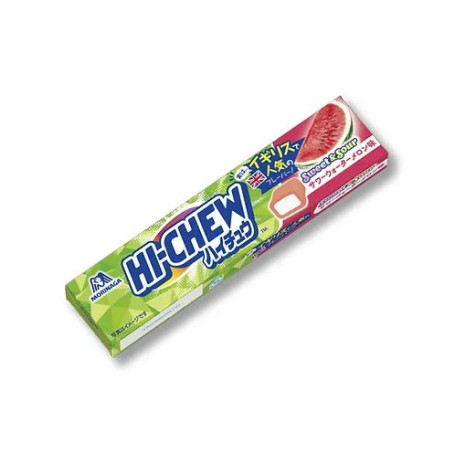 Hi-Chew Sweet & Sour Watermelon 55g - Hi-Chew tyggekarameller med syrligt sød smag af vandmelon og som bonus en ekstra crunchy tekstur indeni. En japansk slikklassiker!