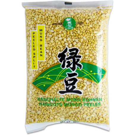 Golden Chef Peeled Split Mung Bean - Mungbønne Linser 400g - Mungbønner er mættende, nemme at tilberede og er utroligt velegnede i asiatisk madlavning til alt fra suppe til moon cakes, karry, crêpes og klassisk dal !