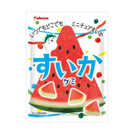 Kabaya Watermelon Gummy 50g - Søde vingummier fra japanske Kabaya med sukkerkrystaller inspireret af sommerlækre vandmeloner. Der er både en jelly og en skumfiduskonsistens ʕ ·ᴥ· ʔ