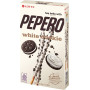 Lotte Pepero White Cookie 32g - Lotte Pepero White Cookie er koreanske sprøde kiksestænger og lækkert chokoladeovertræk med cookie crumble ala cookies & cream. En sand nydelse!