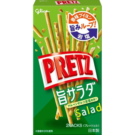Glico Pretz Tasty Salad Flavor - Disse lækre Pretz-stænger med smag af Glicos salatkrydderi er svære at lade være, når først de er åbnet! Fås her i den klassiske dobbeltpakke