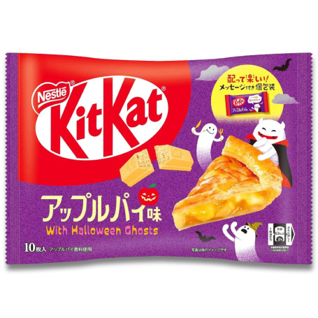 KitKat Minis Halloween Apple Pie - Smag på endnu en tilføjelse til KitKats store udvalg - smagen af (forsinket) efterår i denne særlige Halloween-udgave med æblekagesmag og hvid chokolade!