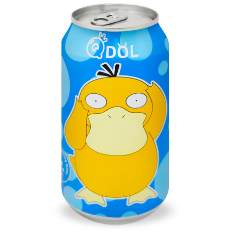 Qdol Pokémon Psyduck Tangerine Sparkling Water - Qdol læskedrik med Psyduck Pokémon motiv. Forfriskende let og sprudlende danskvand med en lille smule sødme og smag af dejlige mandariner. 