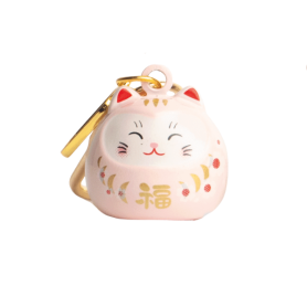 Dekoration Maneki Neko Klokke Nøglering 1 stk. - Flere Farver VH01204-u