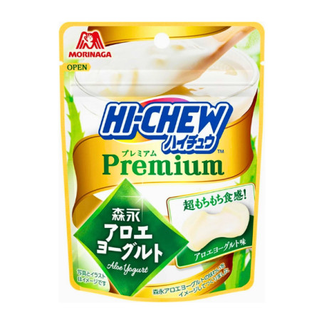 Hi-Chew Premium Aloe Yogurt 32g - De klassiske Hi-Chew tyggekarameller - nu i en særlig premium udgave med en ekstra chewy kerne og forfriskende ale yogurt smagˎˊ˗☆⋆｡