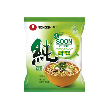 Nongshim Shin Soon Veggie Ramyun Instant Nudler - Veganske instant nudler med grøntsager - super hurtige og tilfredsstillende nudler med masser af smag!