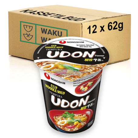 KASSETILBUD (BEDST FØR 26/11/26) - Nongshim Tempura Udon Cup Instant Nudler - Hurtig tilberedning og intens, umamifyldt smag i hver eneste mundfuld. Nongshim præsenterer deres bud på den japanske tempura udon nudelsuppe.