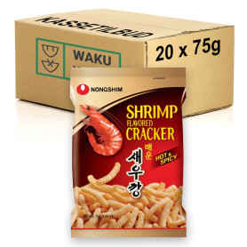 Chips og snacks KASSETILBUD (20 stk.) - Nongshim Saeukkang Hot & Spicy Kimchi Shrimp Snack RL08718X-KS