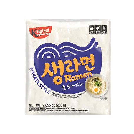 Hakata Ramen Nudler Friske 200g - Lækre, bløde og friske Ramen nudler. Nudlerne skal blot varmes i kogende vand, eller direkte i din Ramen suppe!