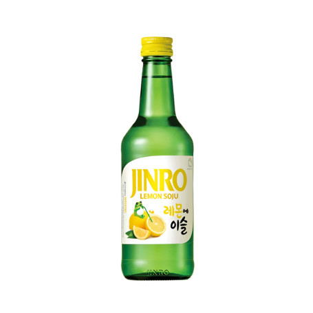 Jinro Lemon Flavour Soju 350ml - Koreansk Soju med den forfriskende smag af citron fra populære HiteJinro, der er kendt for deres filtrering gennem bambuskul.