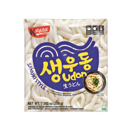 Sanuki Udon Nudler Friske 200g - Tykke Udon hvedenudler der bruges i mange japanske nudelretter. Kan bruges både i Udon nudelsuppe eller i stegte retter som Yaki Udon.