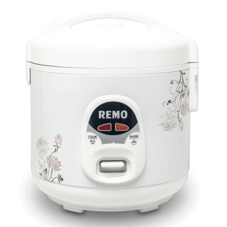 REMO Riskoger 1,0L Blomster Design - Hvid riskoger med flot blomster design, og en kapacitet på 1,0L. Simpel betjening og smart hold-varm funktion.