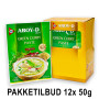 STOP MADSPILD (BEDST FØR 01/03/26) - PAKKETILBUD 12 STK. - Aroy-D Green Curry Paste 50g - Fantastisk smagfuld og aromatisk grøn karry pasta fra Aroy-D. Her får du fuld smæk på den autentiske thailandske smag af Green Curry.