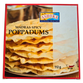 Delikatesser Ashoka Madras Spicy Poppadums 112g RR04191X