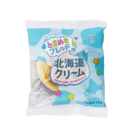 Tokimeki Bread Hokkaido Cream 70g - Lækker japansk bolle med blød konsistens, flaget struktur og striber af sød fløde fra Hokkaido.