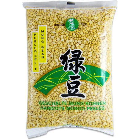 STOP MADSPILD (BEDST FØR: 06/06/26) - Golden Chef Peeled Split Mung Bean - Mungbønne Linser 400g - Mungbønner er mættende, nemme at tilberede og er utroligt velegnede i asiatisk madlavning til alt fra suppe til moon cakes, karry, crêpes og klassisk dal !