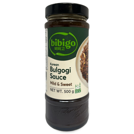 Bibigo Koreansk Bulgogi Sauce Mild & Sweet 500g - Fantastisk sød og fyldig barbecue-sauce fra Bibigo, der både er din perfekte følgesvend til en sommer grill-aften eller til en gennemført Korean BBQ-oplevelse!