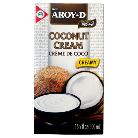 AROY-D Kokoscreme 500ml Karton - Aromatisk og cremet kokoscreme i lille karton. Masser af indbydende smag og duft af kokos. Perfekt til madlavning og desserter.