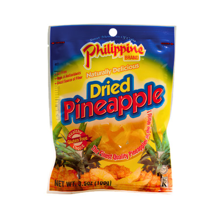 Philippine Brand Tørret Ananas Stykker 100g - Stykker af lækker tørret ananas med sukker. Perfect når man vil være bare lidt sund ;)