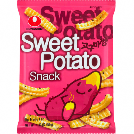 Nongshim Sweet Potato Snack 55g - Skønne koreanske chips med sød kartoffel og sorte sesamfrø. En sprød, sød og salt snack, direkte fra Korea!