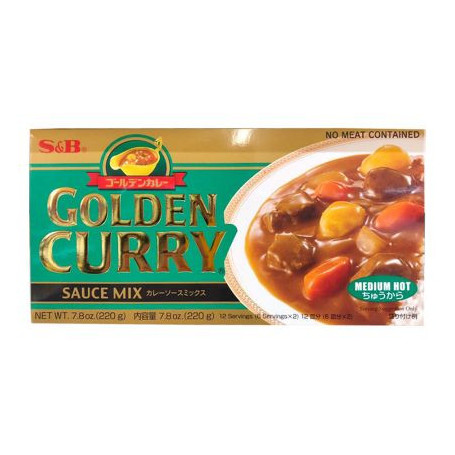 S&B Golden Curry Medium 220g - Japansk karry blanding - medium chili styrke. Bruges til de klassiske japanske karryretter.