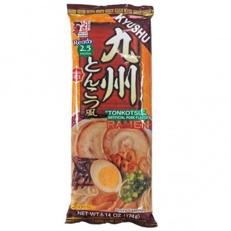 STOP MADSPILD (BEDST FØR 05/11/24) - Itsuki Kyushu Tonkotsu Ramen Instant Nudler - Instant ramen i Kyushu stil med smag af "tonkotsu" (vegetarisk) med hvidløg og lange smalle nudler, som er kendetegnende for Kyushu tonkotsu. 2 portioner