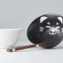 Serveringssæt Japansk Keramik Sæt 2 Skåle Med Spisepinde 15cm Neko VHC0300
